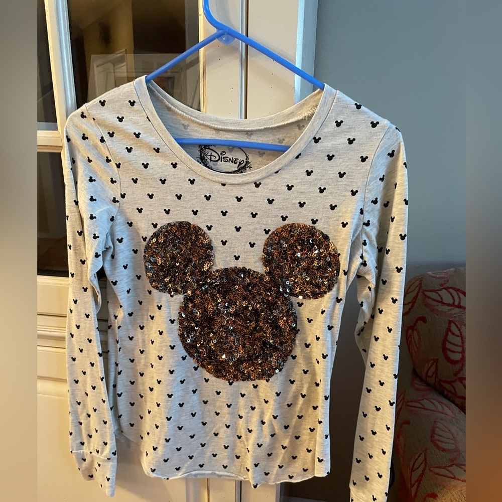 Disney Mickey Mouse Sequined Hearts Shirt-Medium
